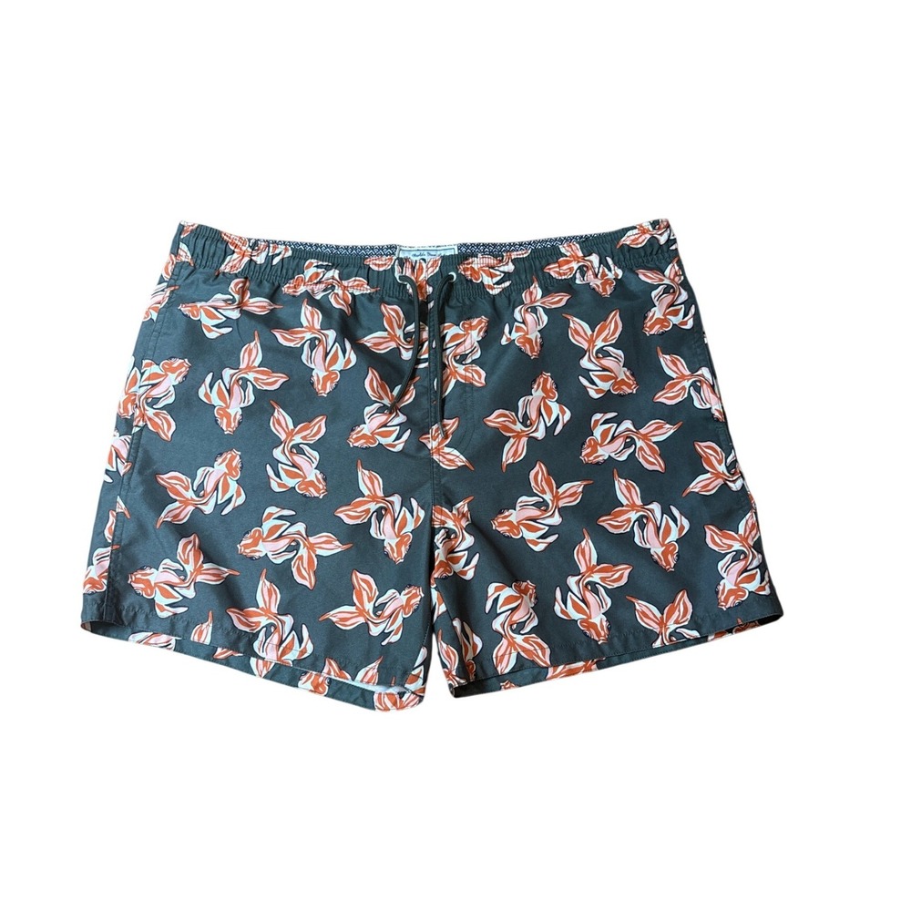 Ted Baker Swim Trunks Men Green Goldfish Print Board Shorts SIZE 3